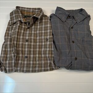 Orvis Button Up Long Sleeve Classic Fit Shirt Bundle Men's Large Brown Black GUC